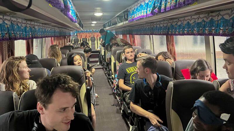 Interior seating on the bus