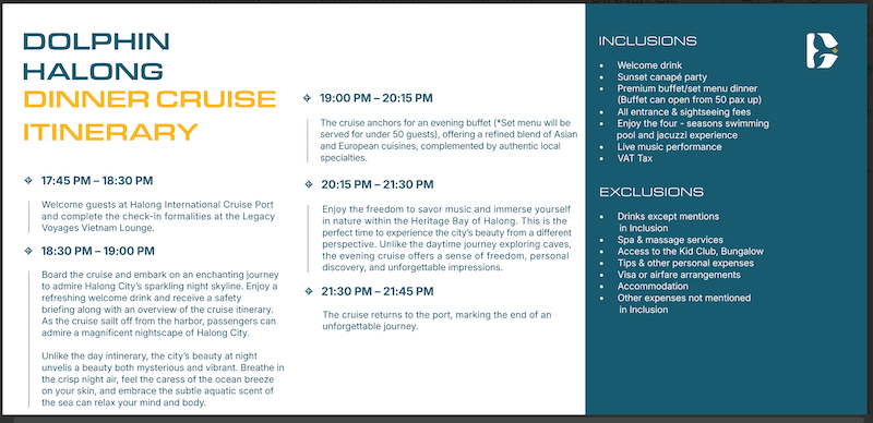 Dolphin Ha Long half day dinner cruise
