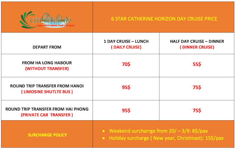 Catherine Horizon 6 star day cruise price