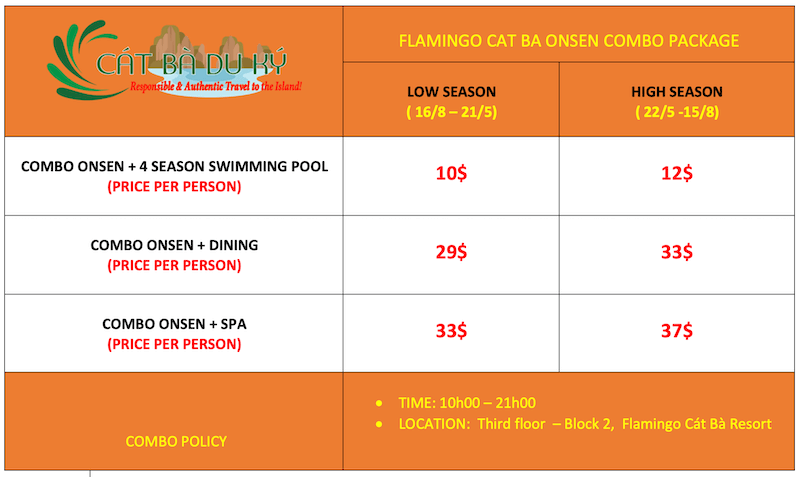 Flamingo Cat Ba onsen combo price