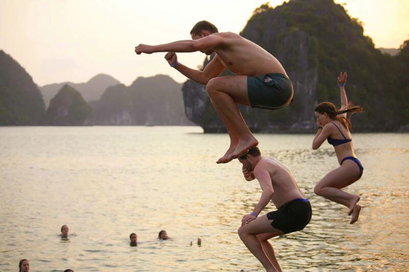 Swimming on bay